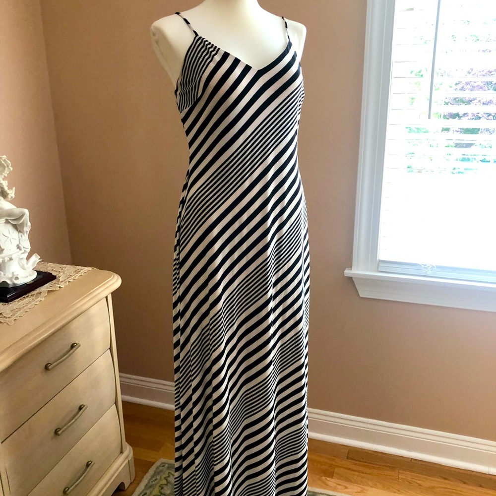 Lauren Ralph Lauren Black&Cream Stripe Maxi Dress